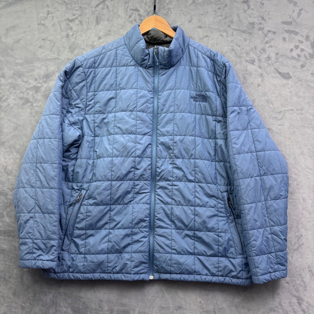 The North Face Mens Thermoball Quilted Puffer Jacket Blue XXL Full Zip Coat